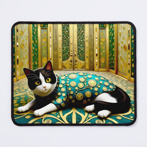 Item preview, Gustav Klimt Cat in Turquoise and Gold designed and sold by Vicky Brago-Mitchell®.