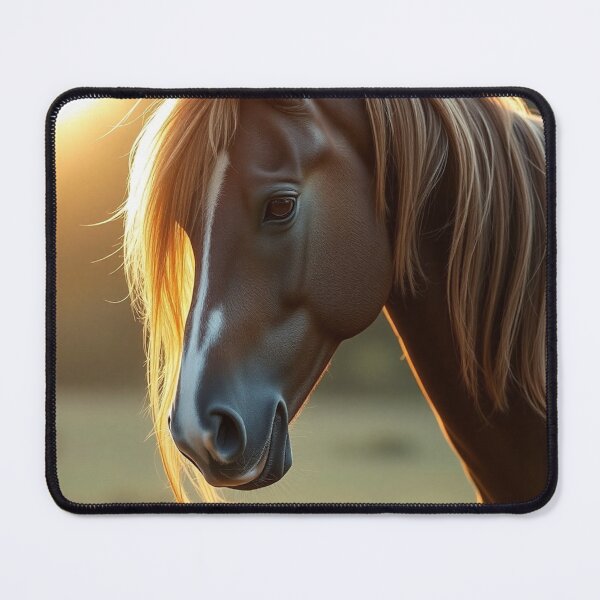 Item preview, Golden Sunset Portrait of Elegant Chestnut Horse Beauty designed and sold by IntelliMindDesigns.