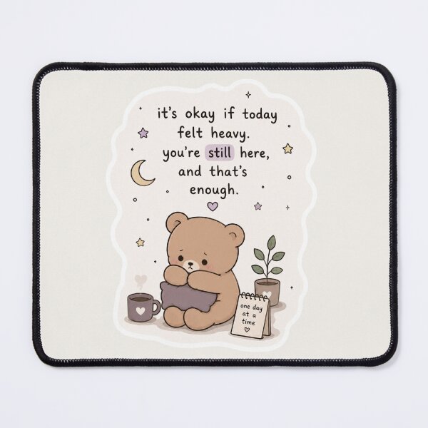Item preview, It’s Okay If Today Felt Heavy Sticker – Sad Cozy Bear Aesthetic designed and sold by Digital_products_0111.