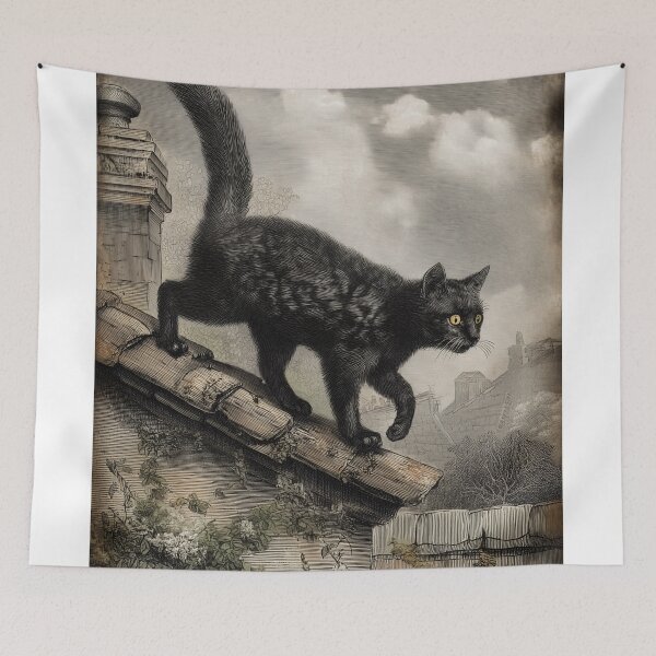 Item preview, Black Cat on Rooftop designed and sold by lautir.