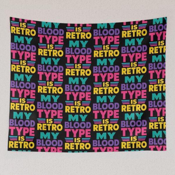 Item preview, My Blood Type Is Retro Funny Vintage Style Design designed and sold by TeeTimeTreasure.