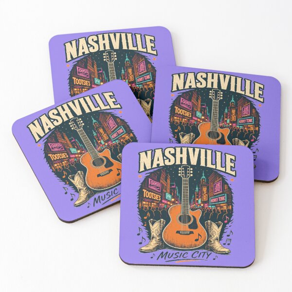 Item preview, Nashville Music City Vintage Guitar Art | Country Music Neon Broadway Tennessee Western Boots Design designed and sold by zohocreations.