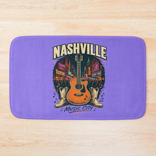 Item preview, Nashville Music City Vintage Guitar Art | Country Music Neon Broadway Tennessee Western Boots Design designed and sold by zohocreations.