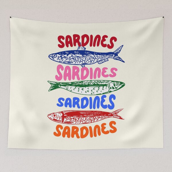 Item preview, Colorful Sardines Illustration Coastal Mediterranean Seafood designed and sold by MaiZephyr.