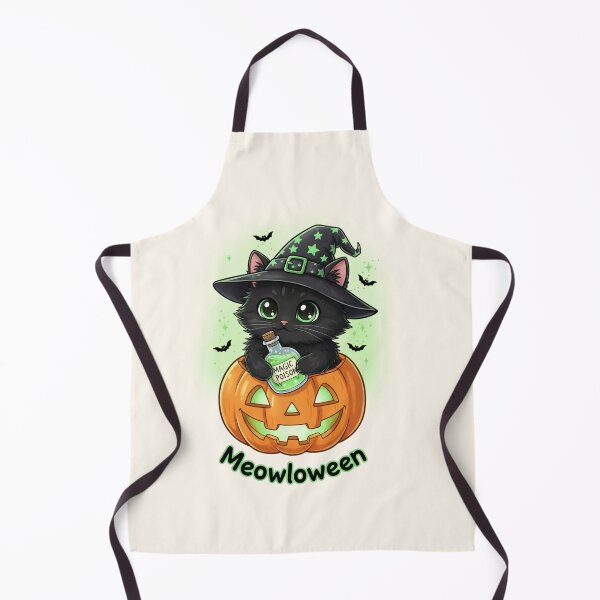 Item preview, Meowloween black cat with magic potion designed and sold by SweetLilith.
