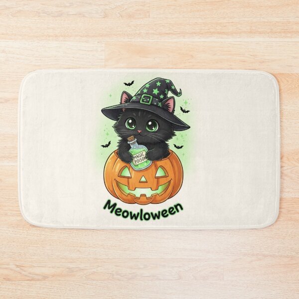 Item preview, Meowloween black cat with magic potion designed and sold by SweetLilith.