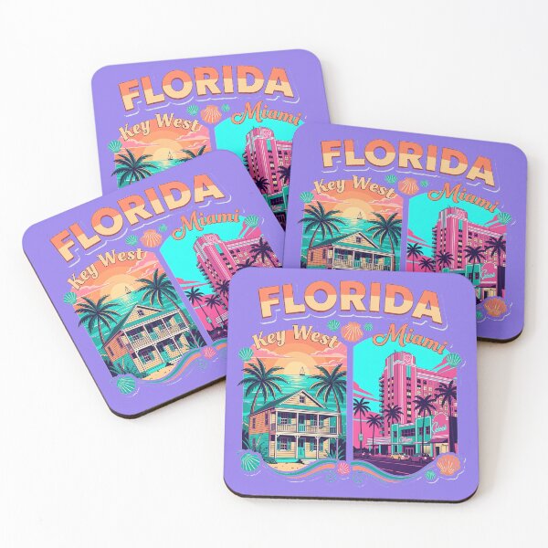 Item preview, Florida Key West Miami Retro Travel Poster | Vintage Tropical Beach Vacation Art Deco Coastal Design designed and sold by zohocreations.