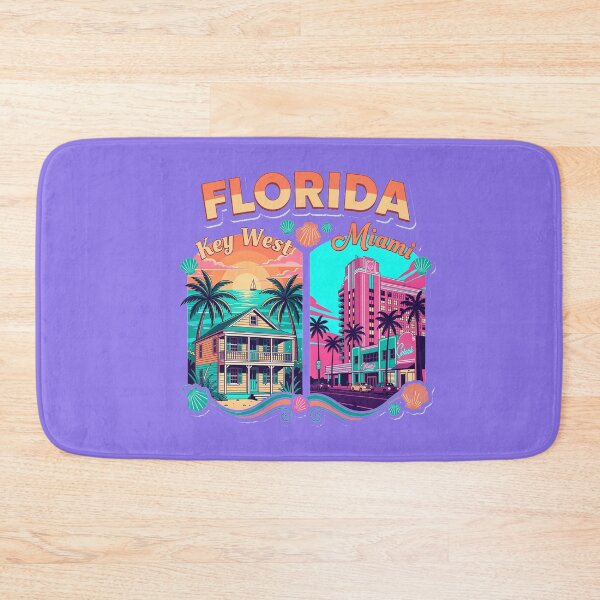 Item preview, Florida Key West Miami Retro Travel Poster | Vintage Tropical Beach Vacation Art Deco Coastal Design designed and sold by zohocreations.