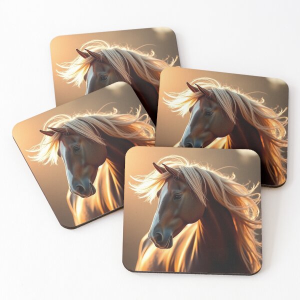 Item preview, Majestic Chestnut Horse With Flowing Mane At Sunset designed and sold by IntelliMindDesigns.