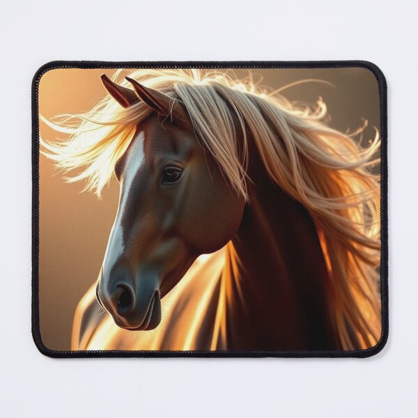 Item preview, Majestic Chestnut Horse With Flowing Mane At Sunset designed and sold by IntelliMindDesigns.