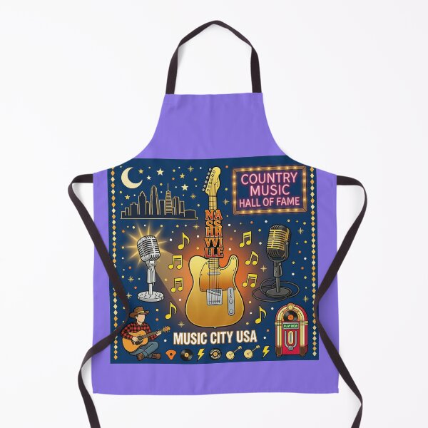 Item preview, Nashville Music City USA Country Guitar Retro Art | Vintage Tennessee Concert Hall of Fame Western Design designed and sold by zohocreations.