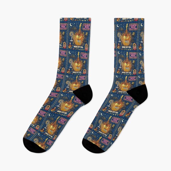 Item preview, Nashville Music City USA Country Guitar Retro Art | Vintage Tennessee Concert Hall of Fame Western Design designed and sold by zohocreations.