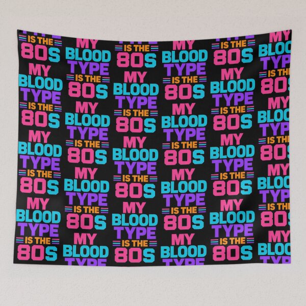 Item preview, My Blood Type Is The 80s Retro Neon Vintage Design designed and sold by TeeTimeTreasure.