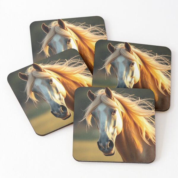 Item preview, Golden Mane Horse Portrait In Warm Evening Light designed and sold by IntelliMindDesigns.