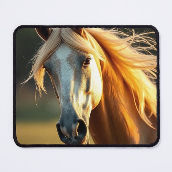 Item preview, Golden Mane Horse Portrait In Warm Evening Light designed and sold by IntelliMindDesigns.