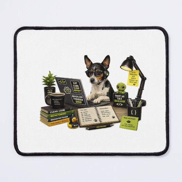 Item preview, Brazilian Terrier Coding Dog – Realistic Programmer Puppy designed and sold by YamiSociety.