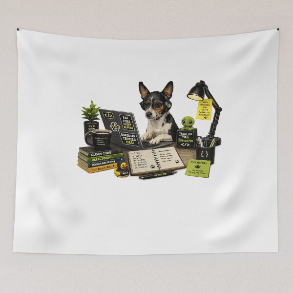 Item preview, Brazilian Terrier Coding Dog – Realistic Programmer Puppy designed and sold by YamiSociety.