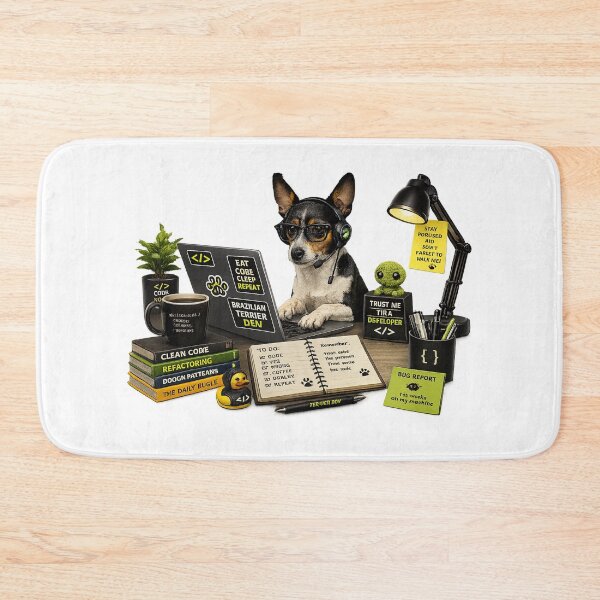 Item preview, Brazilian Terrier Coding Dog – Realistic Programmer Puppy designed and sold by YamiSociety.