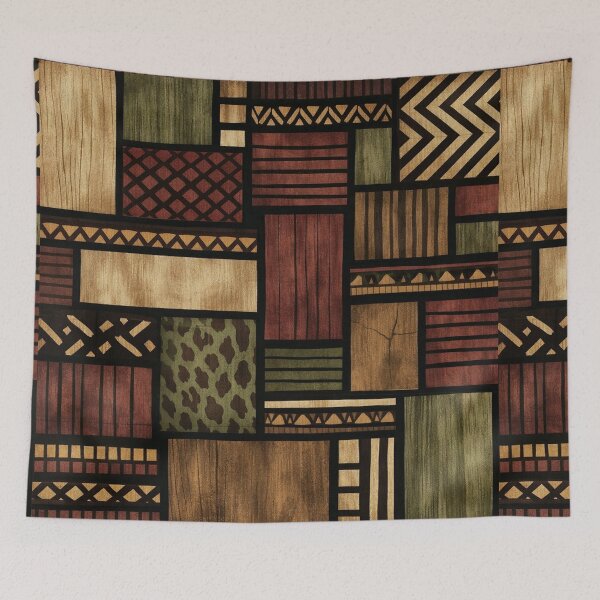 Item preview, African Safari Patchwork - Tribal Geometric and Animal Print Pattern designed and sold by myforestfog.