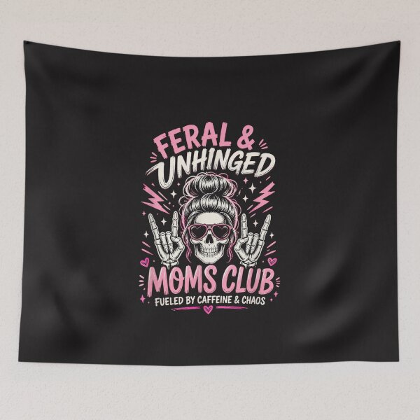 Item preview, Feral and Unhinged Moms Club Skeleton Coffee Funny Mom Design designed and sold by kiralynstration.