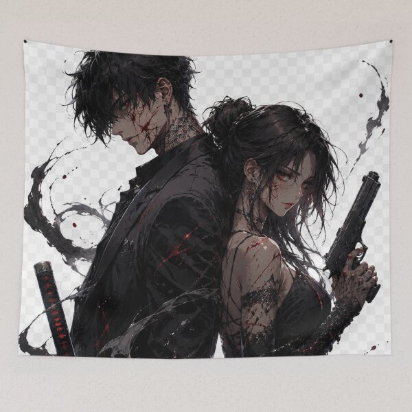 Item preview, Dark Assassin Duo | Dangerous Anime Couple Artwork designed and sold by Sticleg.