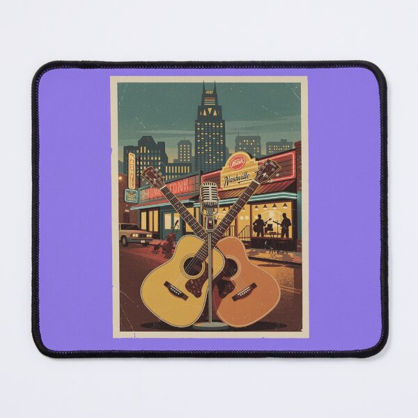 Item preview, Vintage Nashville Music City Poster | Retro Honky Tonk Guitar Neon Skyline Art designed and sold by zohocreations.