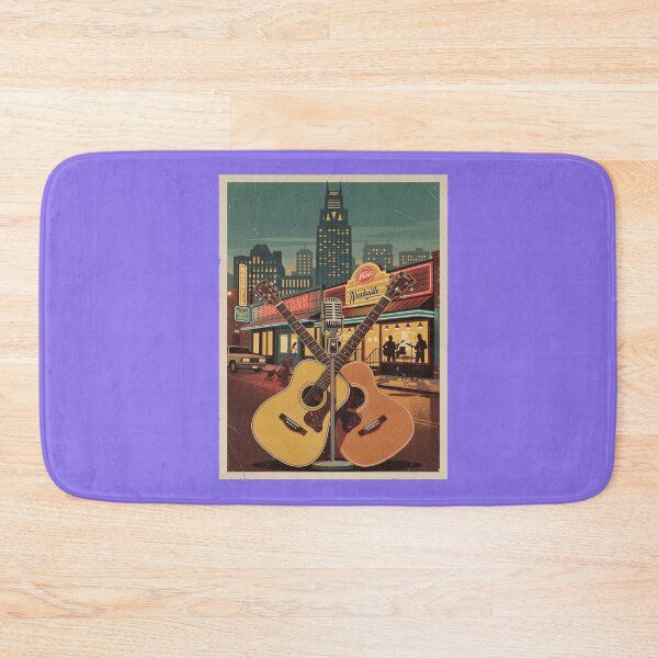 Item preview, Vintage Nashville Music City Poster | Retro Honky Tonk Guitar Neon Skyline Art designed and sold by zohocreations.