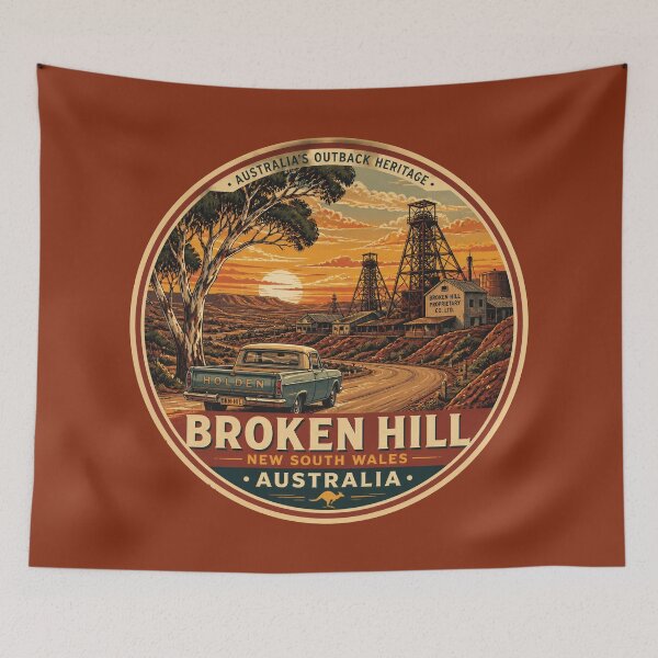 Item preview, Broken Hill NSW — Retro Outback Travel Badge designed and sold by Random Designs.