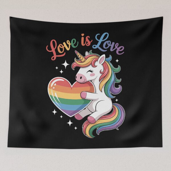 Item preview, Cute LGBTQ Unicorn With Rainbow Love designed and sold by SapfireStuArt.