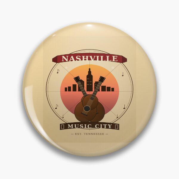 Item preview, Nashville Music City Retro Guitar Skyline Badge | Tennessee Country Travel Art designed and sold by zohocreations.
