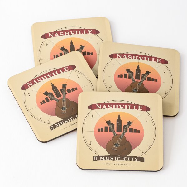 Item preview, Nashville Music City Retro Guitar Skyline Badge | Tennessee Country Travel Art designed and sold by zohocreations.