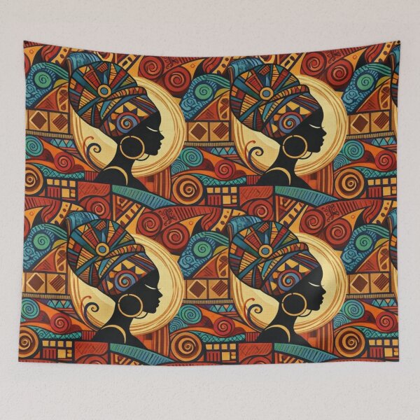 Item preview, African Queen Pattern - Vibrant Tribal Geometric Woman Silhouette Art designed and sold by myforestfog.
