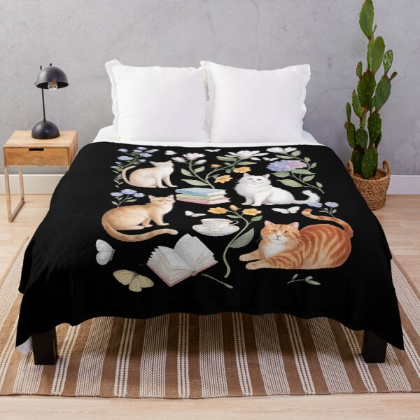Item preview, Cottagecore Cats and Books Floral designed and sold by SapfireStuArt.