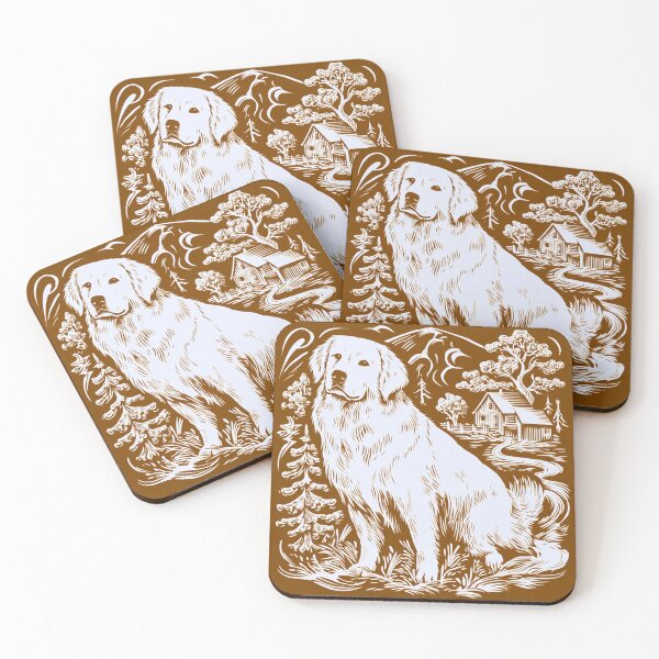 Item preview, Lino cut Great Pyrenees puppy dog designed and sold by MendaciousMina.