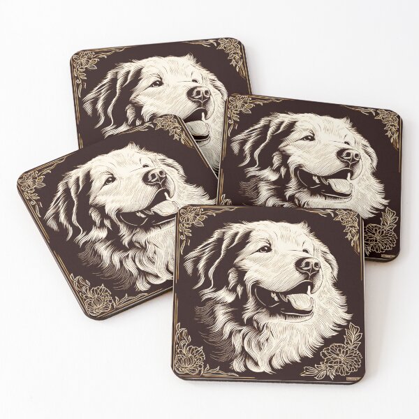 Item preview, Lino cut Great Pyrenees puppy dog designed and sold by MendaciousMina.