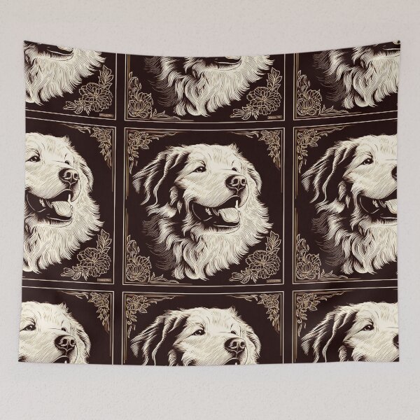 Item preview, Lino cut Great Pyrenees puppy dog designed and sold by MendaciousMina.