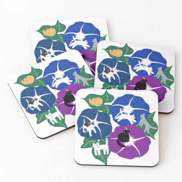 Item preview, Tiny Cats on Morning Glories designed and sold by Nu. Mafuyu.