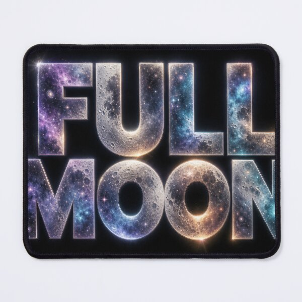Item preview, Full Moon — Cosmic Lettering Poster (Pearlescent Lunar Texture, Starlit Mist) designed and sold by Jandedan.
