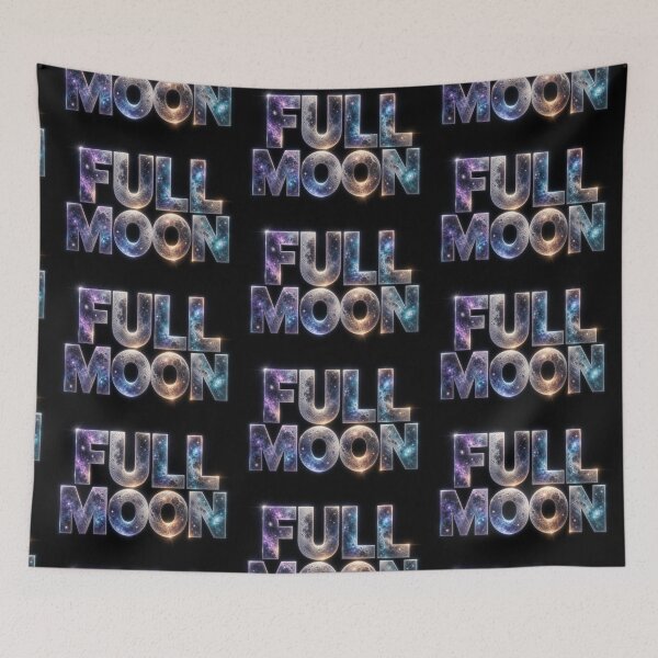 Item preview, Full Moon — Cosmic Lettering Poster (Pearlescent Lunar Texture, Starlit Mist) designed and sold by Jandedan.