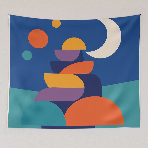 Item preview, Stacked Geometric Shapes with Crescent Moon designed and sold by InkSmithery.