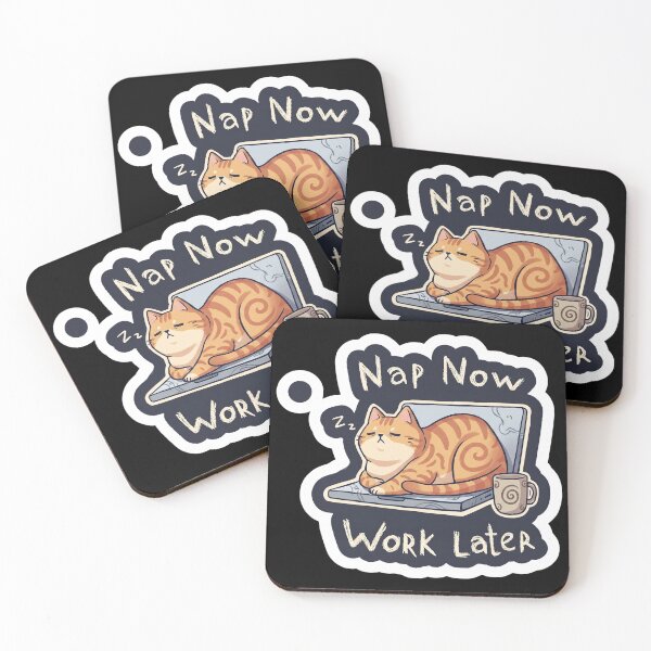 Item preview, Nap Now Work Later Lazy Cat Humor designed and sold by CrystalMineArts.