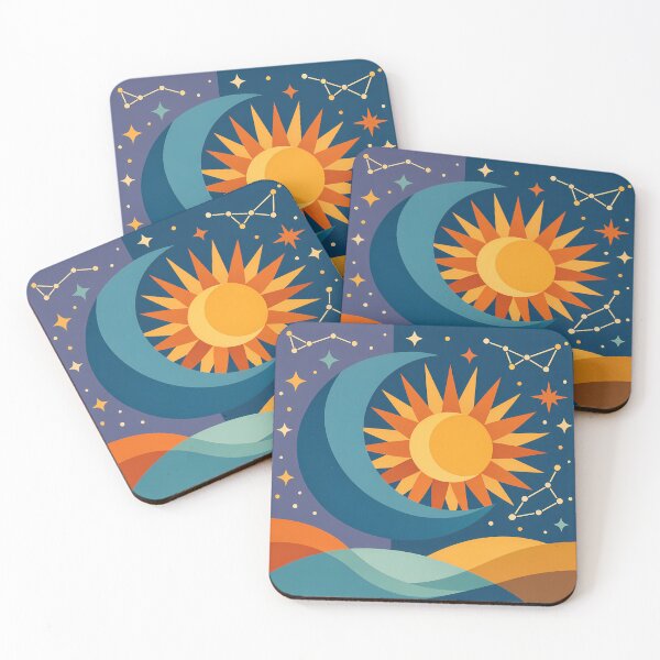 Item preview, Sun and Crescent Moon with Starssun moon stars designed and sold by InkSmithery.