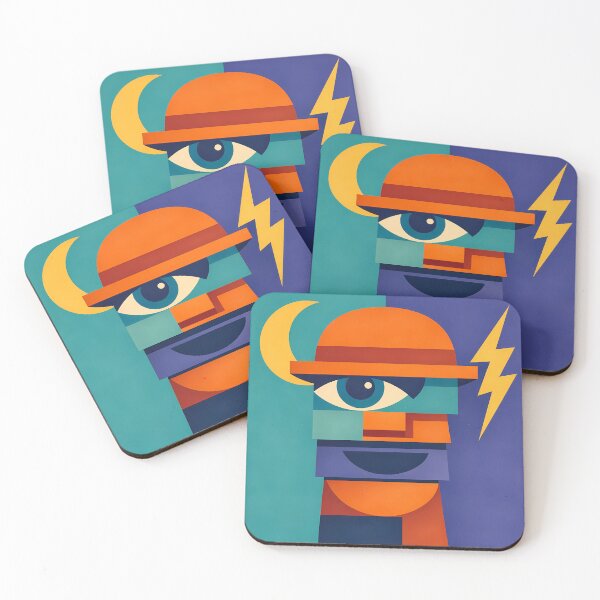 Item preview, Geometric Face with Moon and Lightning designed and sold by InkSmithery.