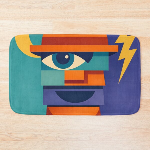 Item preview, Geometric Face with Moon and Lightning designed and sold by InkSmithery.