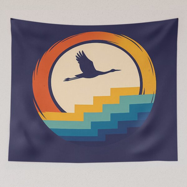 Item preview, Crane Over Enso Sun and Stepped Waves designed and sold by InkSmithery.