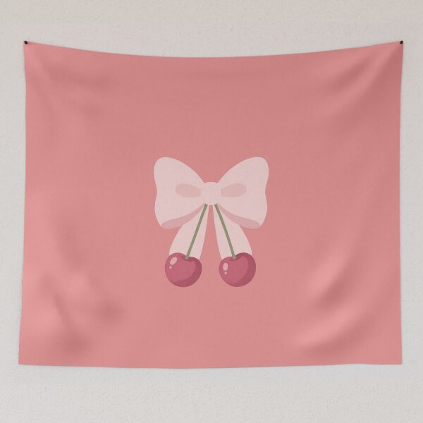 Item preview, Cute Pink Bow with Cherries Illustration – Coquette Aesthetic Vector Graphic designed and sold by NeonSketch Lab.