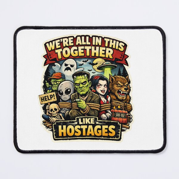 Item preview, Funny Horror Monster Shirt - We're All In This Together Like Hostages - Sarcastic Halloween Tee designed and sold by MerchlyMike.