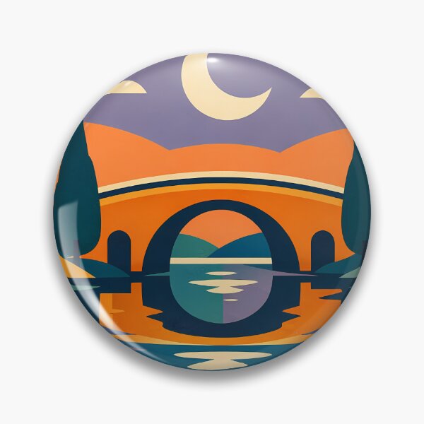 Item preview, Moonlit Bridge Colour Block Landscape designed and sold by InkSmithery.