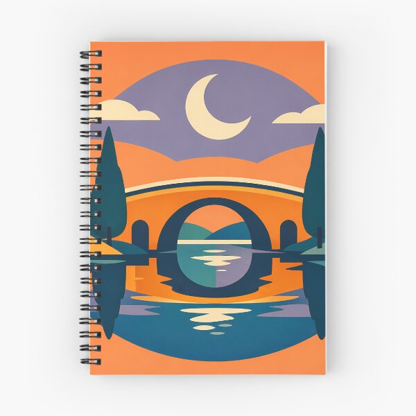 Item preview, Moonlit Bridge Colour Block Landscape designed and sold by InkSmithery.