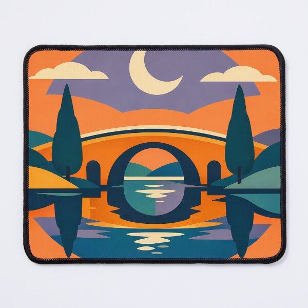 Item preview, Moonlit Bridge Colour Block Landscape designed and sold by InkSmithery.
